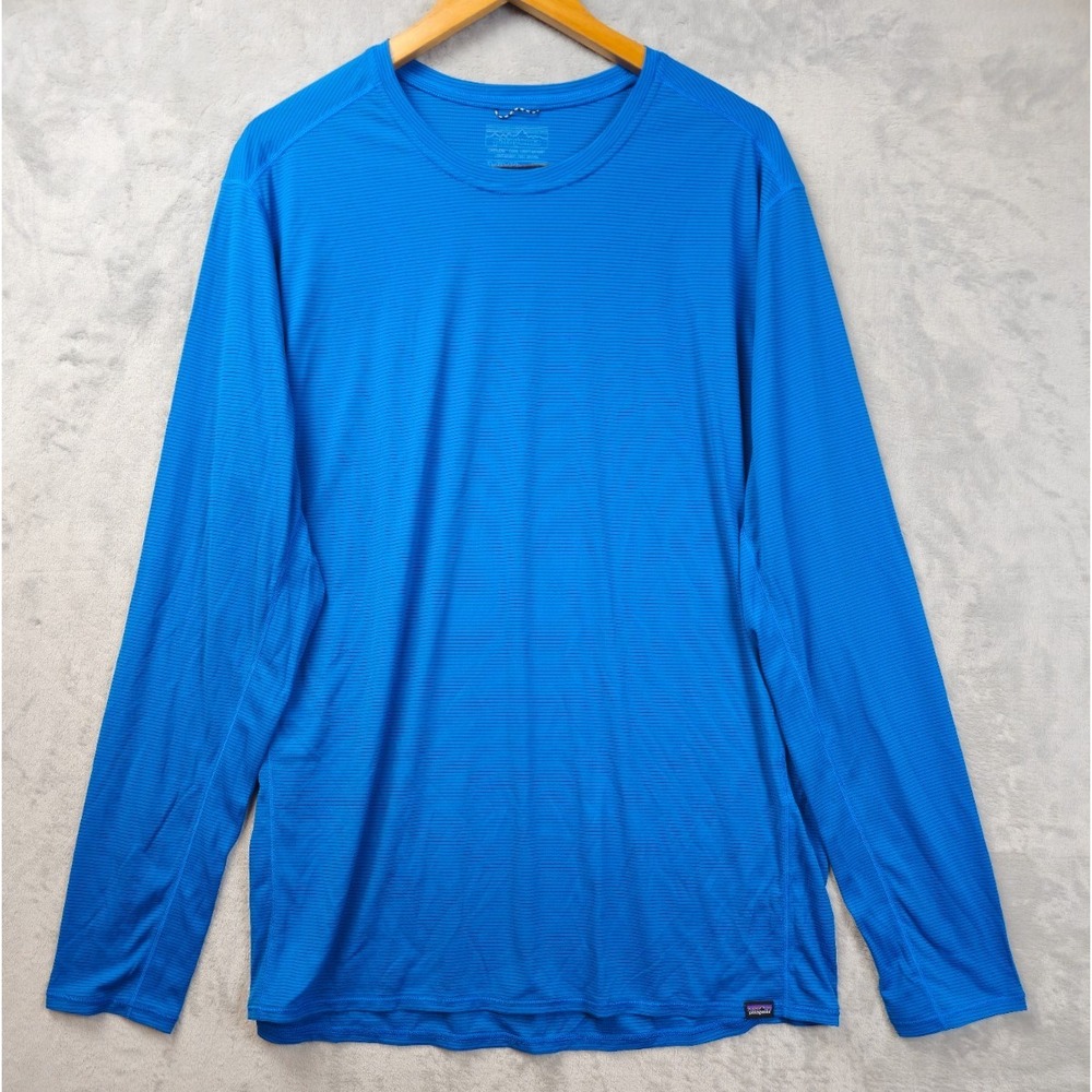 Patagonia Capilene Cool Lightweight Men XXL Blue Performance Shirt Micro Striped